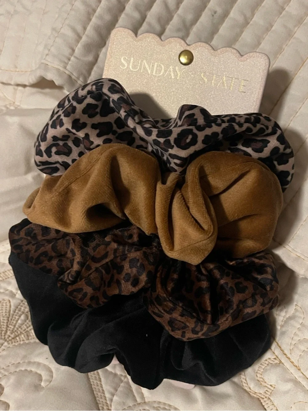 Sunday State - Leopard & Solid Scrunchie Set